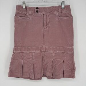 Y2K American Eagle Skirt Women's Size 6 Dusty Pink Corduroy Pleated‎ Midi